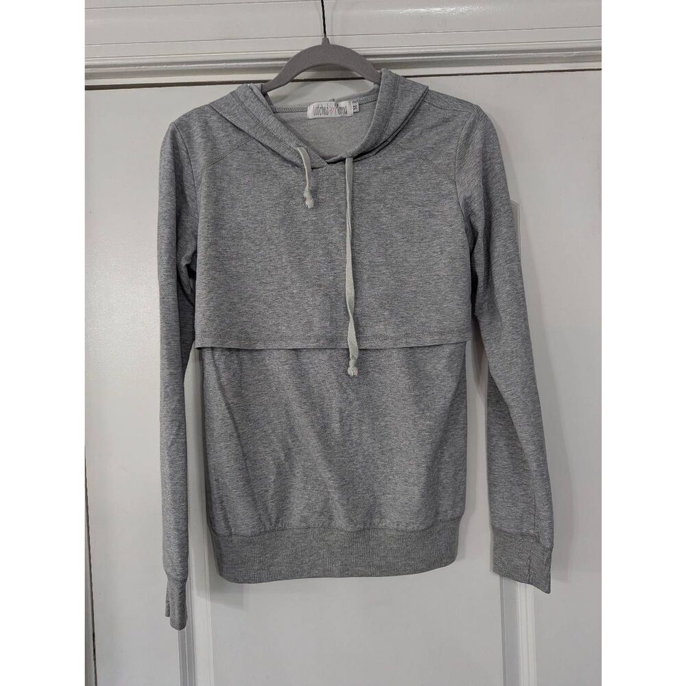 Latched Mama Hooded Sweatshirt women's size medium gray maternity nursing